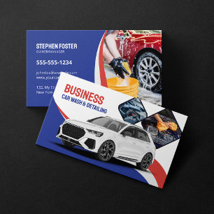 Autowäsche Auto-Detailing Reinigung Automobil Blau Visitenkarte