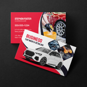 Autowäsche Auto-Detailing Reinigung Automobil Rot Visitenkarte