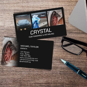 Autowäsche und Auto-Detailing Drei Fotos Visitenkarte