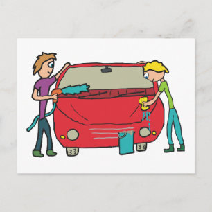 Autowaschen Postkarte