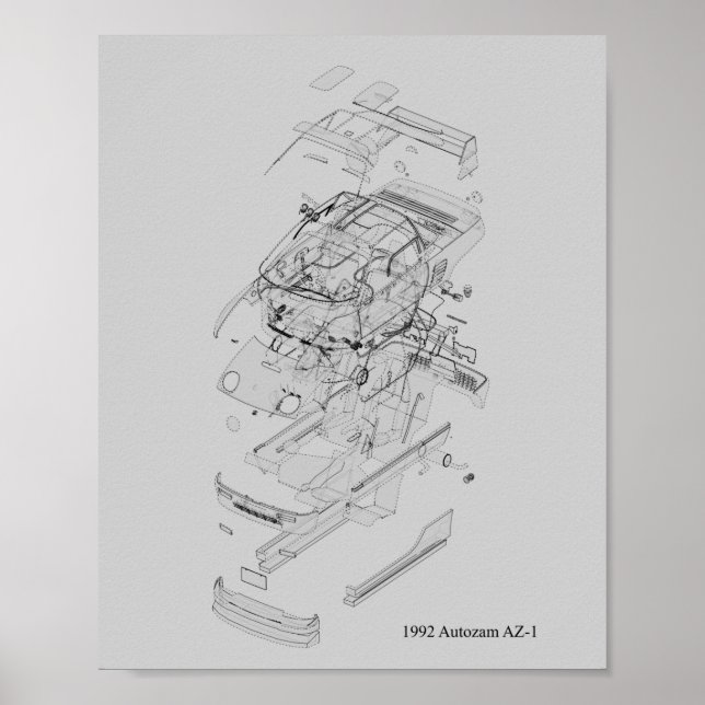 Autozam AZ-1 Blueprint 1992 Poster (Vorne)