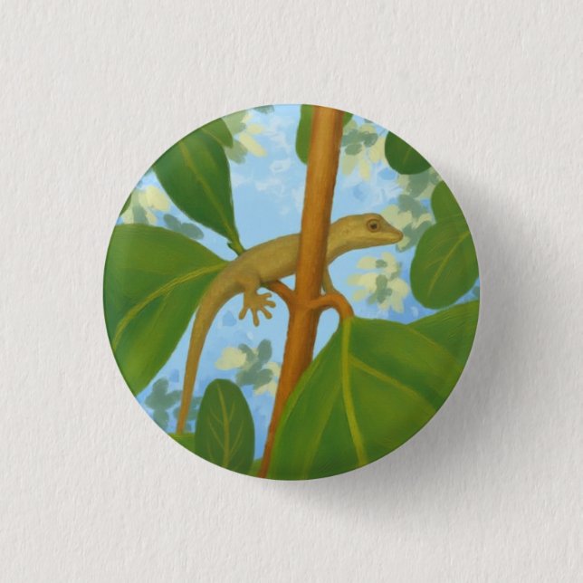 Autsch! Gecko-Malerei Button (Vorderseite)