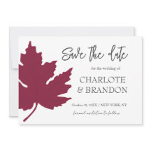 Autum Burgundy Ahornleaf Wedding SaveThe Date