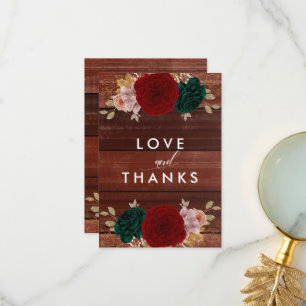 Autumanal Gold Burgundy Emarald Greeny Wedding Dankeskarte