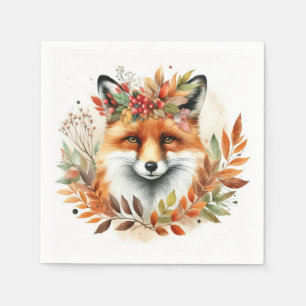 Autume Fall Themed Party Niedlich Fox Blume Wreath Serviette