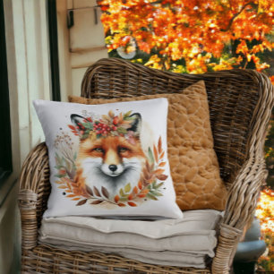 Autume Fall Themed Woodland Niedlich Fox Blume Wra Kissen