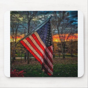 Autumn American Flag #USAPatriotGraphics © Mousepad