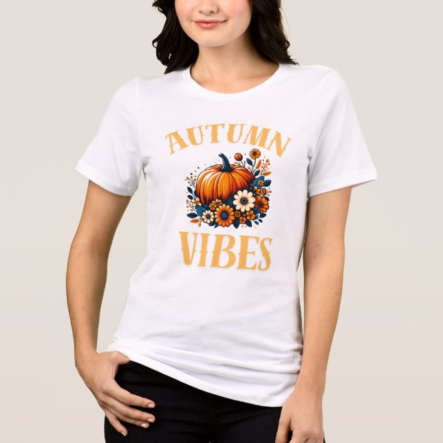 Autumn ästhetische Halloween Pumpkin & Blume Art Tri-Blend Shirt (Vorderseite)
