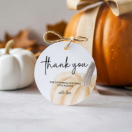 Autumn Baby Shower Little Pumpkin Round Geschenkanhänger