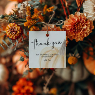 Autumn Baby Shower Little Pumpkin Square Geschenkanhänger