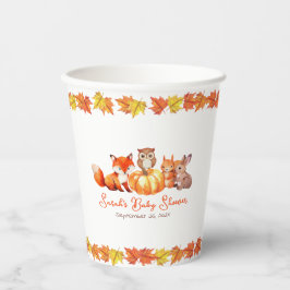 Autumn Baby Shower Pumpkin Tiere und Herbstlaube Pappbecher