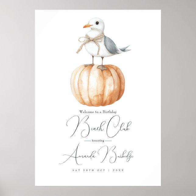 Autumn Beach Club Welcome Sign - Coastal Chic Fall Poster (Vorne)