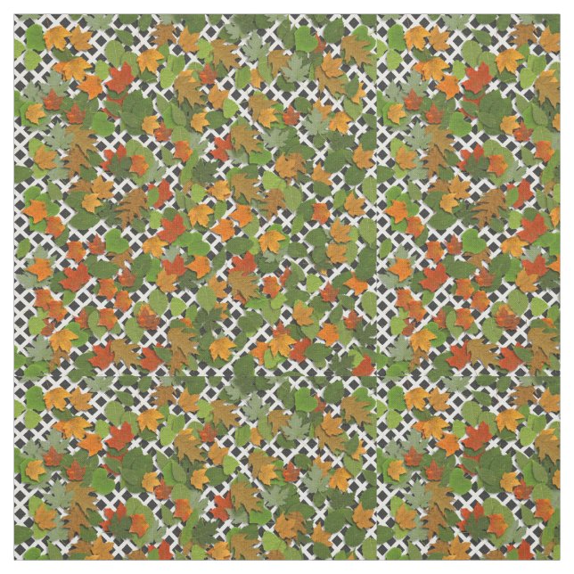 Autumn belässt White Trellis Print Pattern Fabric Stoff (Muster)