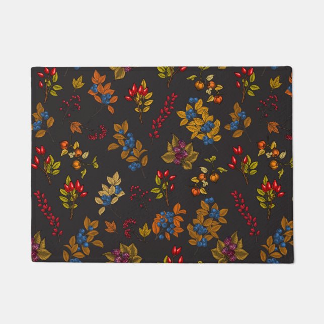 Autumn berries on chocolate brown 2 fußmatte (Vorderseite)