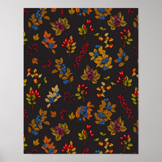 Autumn berries on chocolate brown 2 poster (Vorne)
