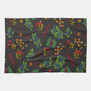 Autumn berries on chocolate brown geschirrtuch