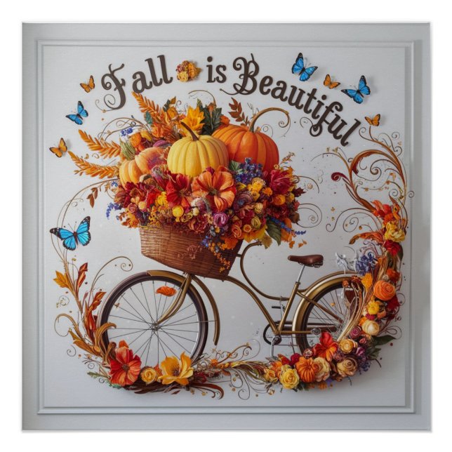 Autumn Bicycle Erntedank Blooms Wall Art Poster (Vorderseite)