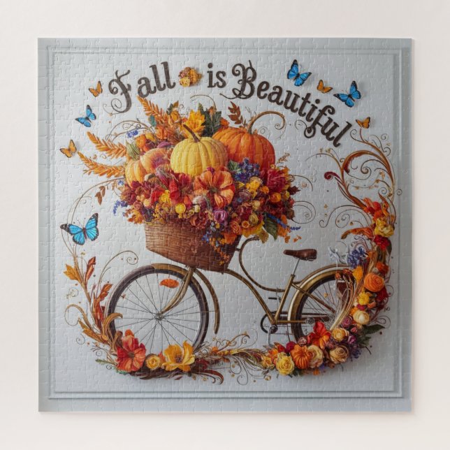 Autumn Bicycle Erntedank Blooms Wall Art Puzzle (Vertikal)