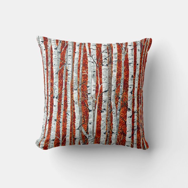 AUTUMN BIRCH BÄUME PILLOW KISSEN (Vorderseite)