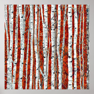 AUTUMN BIRCH BÄUME POSTER