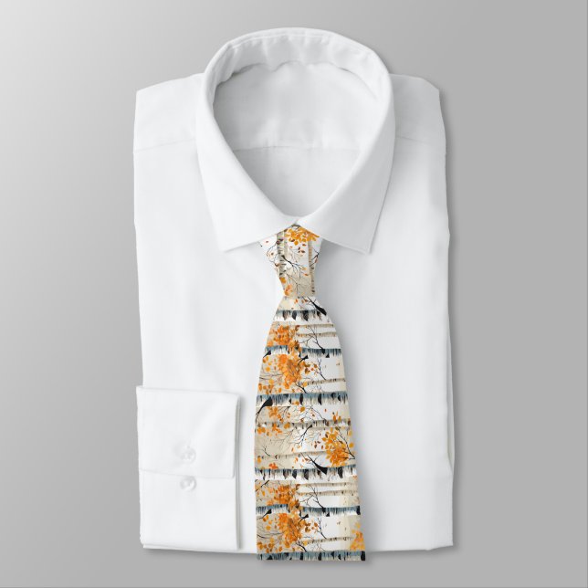 Autumn Birch Trees Necktie Krawatte (Gebunden)