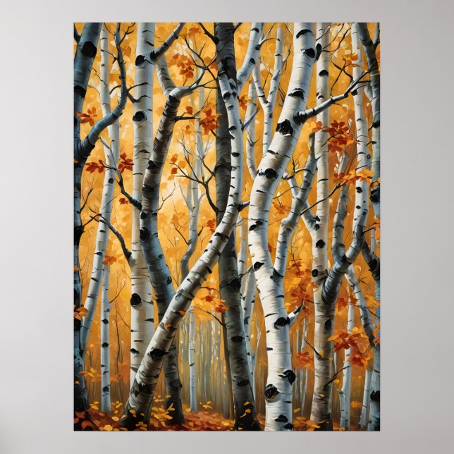 Autumn Birch Trees Poster (Vorne)