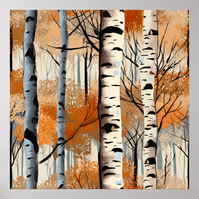 Autumn Birch Trees Poster (Vorne)