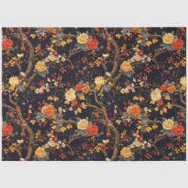 Autumn Black Orange Leaf Chinoiserie Seidenpapier