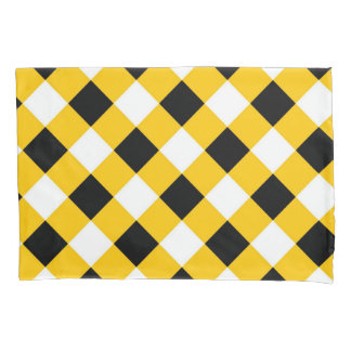 Autumn Black Yellow Checkered Geometric Pattern Kissenbezug