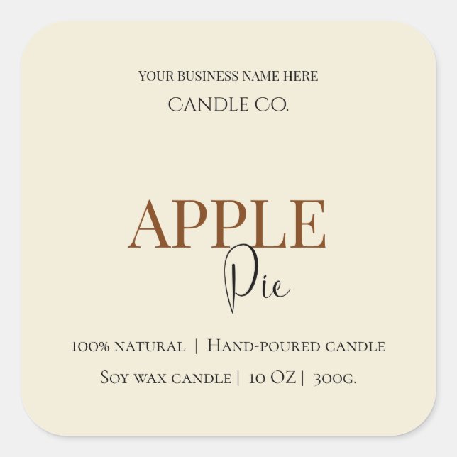 Autumn Blessing Apple Pie | Fall Candle Label  Quadratischer Aufkleber (Vorderseite)