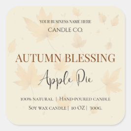 Autumn Blessing Apple Pie | Fall Candle Label  Quadratischer Aufkleber