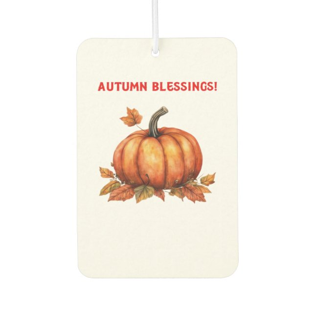 Autumn Blessings Pumpkin with Fall Leaves Classic  Autolufterfrischer (Vorderseite)