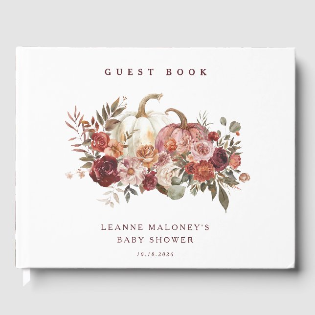 Autumn Blooms 'a little pumpkin' Baby Shower Gästebuch (Vorderseite)