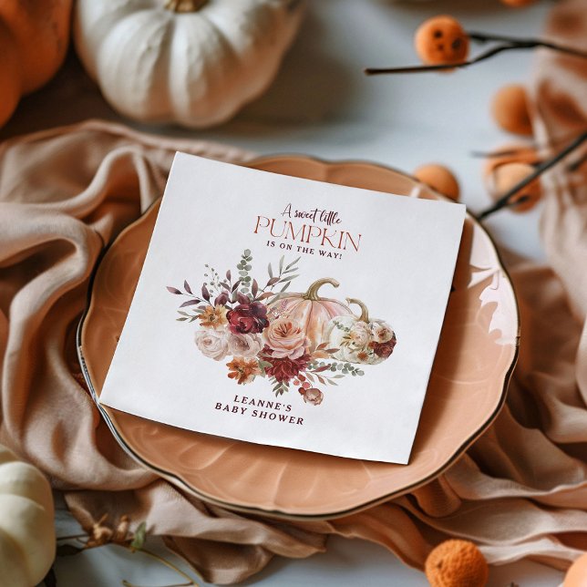 Autumn Blooms 'a little pumpkin' Baby Shower Serviette (Von Creator hochgeladen)