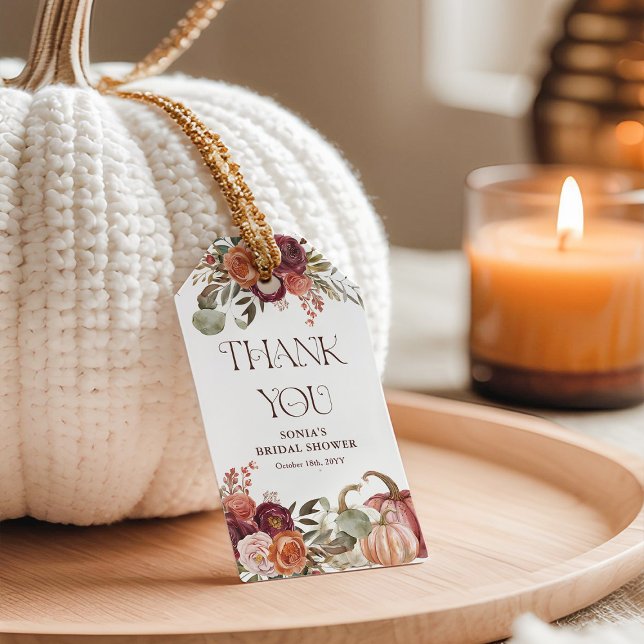 Autumn Blooms Pumpkin Brautparty Bevorzugung Geschenkanhänger (Von Creator hochgeladen)