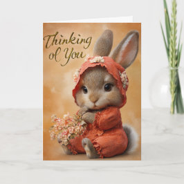 Autumn Blossom Baby Bunny Thinking of You Card Karte