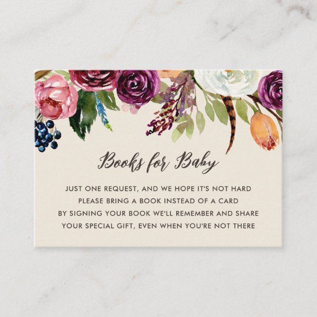 Autumn Boho Blooms Baby Showbuchanfrage Begleitkarte (Vorderseite)