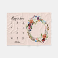 Autumn Boho Blooms Monogram Baby Milestone Foto