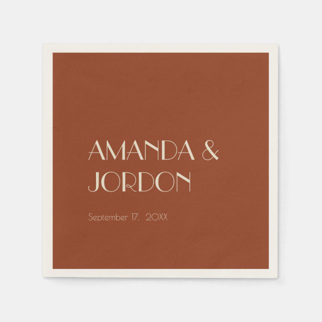 Autumn Boho Deko | Rust Wedding Cocktail Serviette (Vorderseite)