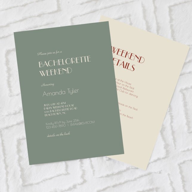 Autumn Boho Deko | Sage Green Bachelorette Weekend Einladung (Von Creator hochgeladen)