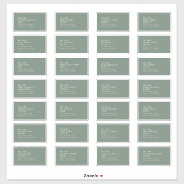 Autumn Boho Deko | Sage Green Guest Address Label (Blatt)