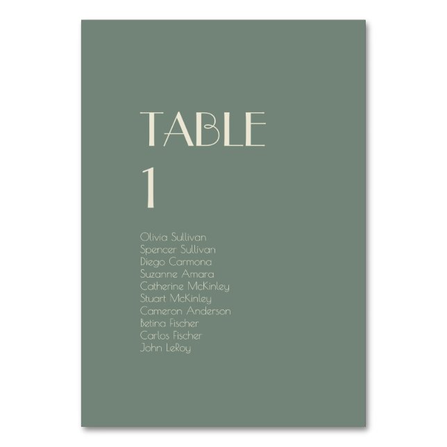 Autumn Boho Deko | Sage Green Tischnummer Gäste (Vorderseite)