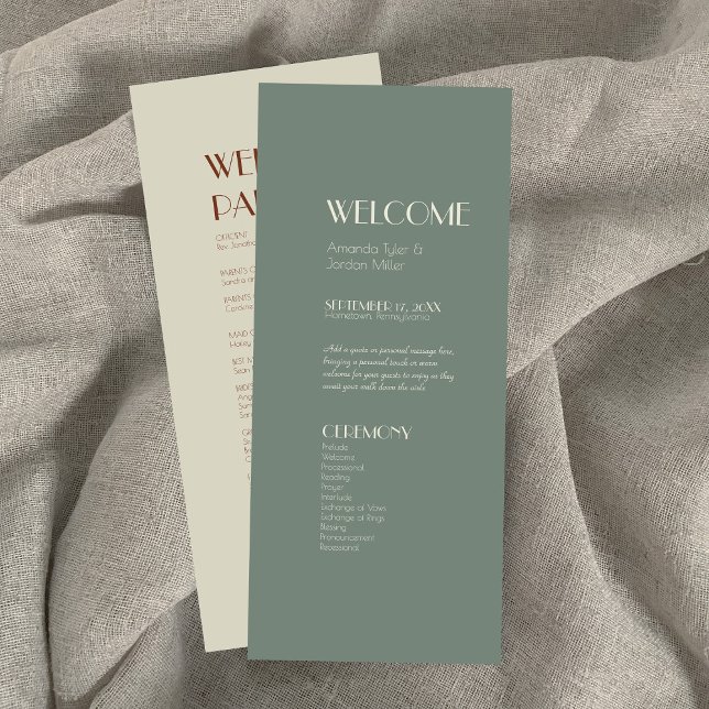 Autumn Boho Deko | Sage Green Wedding Program Programm (Von Creator hochgeladen)