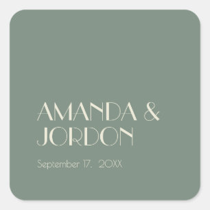 Autumn Boho Deko Sage Green Wedding Siegel Stick Quadratischer Aufkleber