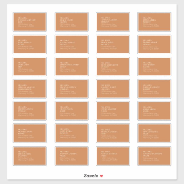 Autumn Boho Deko | Terracotta Guest Address Label (Blatt)