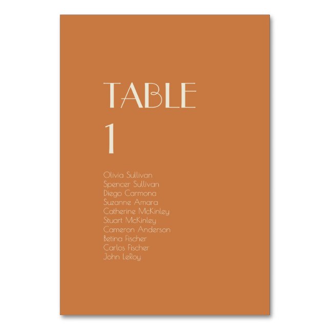 Autumn Boho Deko | Terracotta Tischnummer Gäste (Vorderseite)