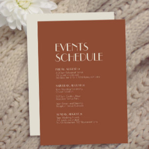 Autumn Boho Deko Zeitplan für die Rosthochzeit Begleitkarte