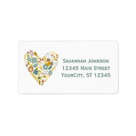 Autumn Boho Floral Heart Custom Address Labels Adressaufkleber