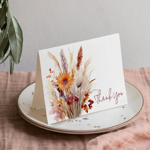 Autumn Boho Floral Wedding   weiß Dankeskarte