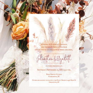 Autumn Boho Floral Wedding   weiß Einladung